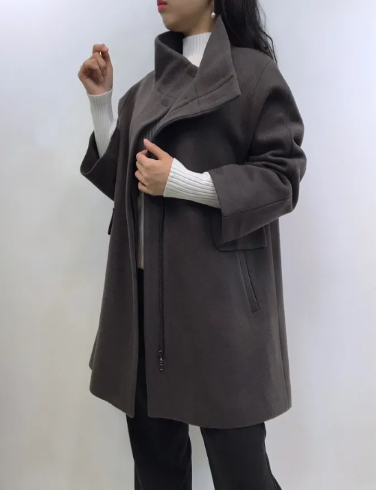 하이넥 하프 울코트