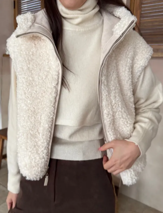 리버시블 양털 스웨이드 조끼