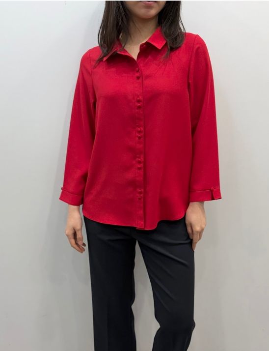 더블콩 단추 쉬폰 블라우스