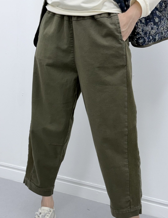 골지배색스판바지