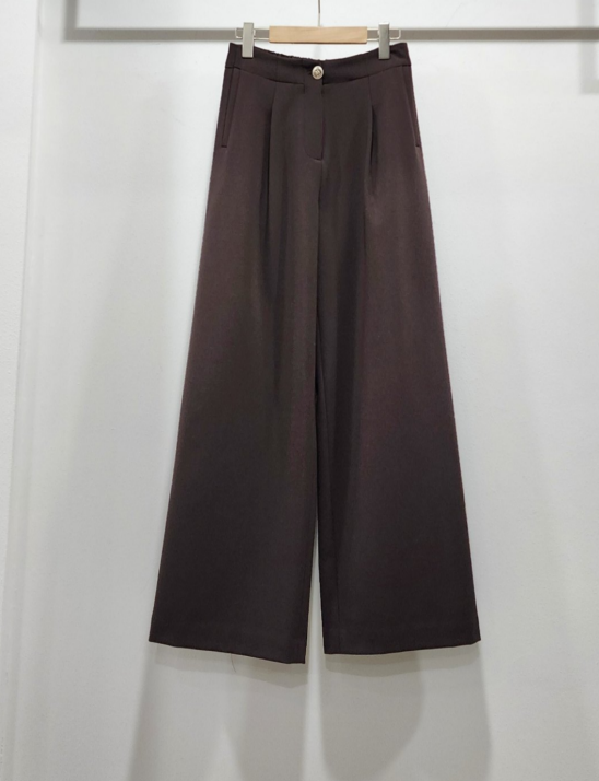 버튼원턱기모통바지