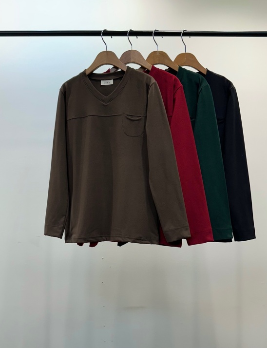 양기모 브이넥 쁘띠포켓티