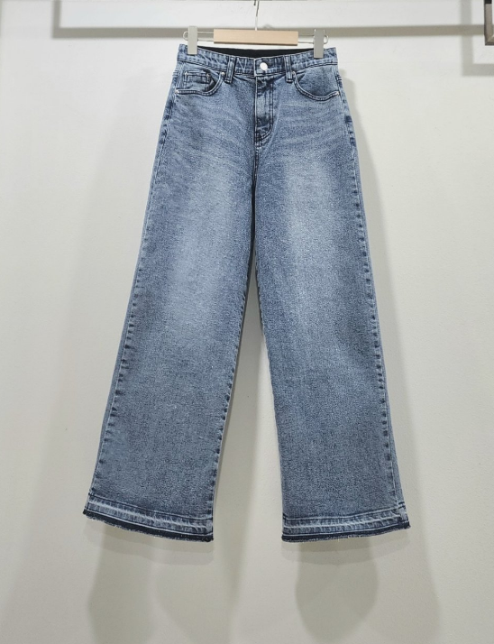 밑단배색통데님