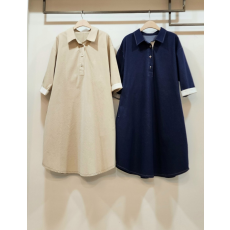 배색데님셔츠원피스